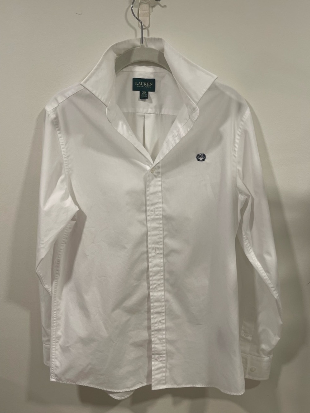Ralph Lauren White Cotton Button-Front Dress Shirt